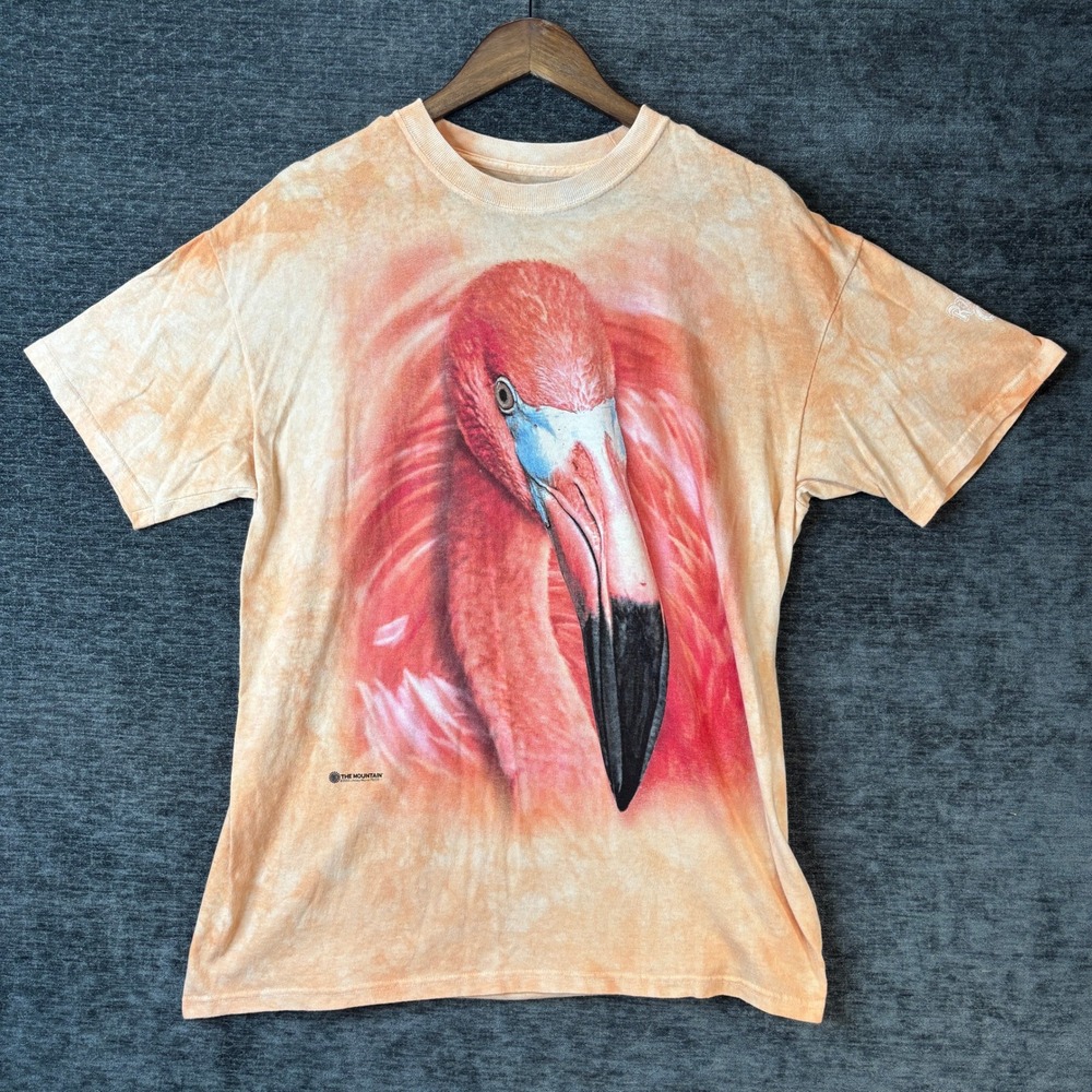 Rainforest Cafe The Mountain Flamingo Tie Dye T-Shirt Mens Large Orange Y2K